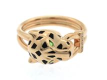 Cartier カルティエ パンテール ドゥ カルティエ リング 55号 B4221400 K18ピンクゴールド ツァヴォライト/ガーネット/オニキス/ブラックラッカー/ダイヤモンド【472】SJ