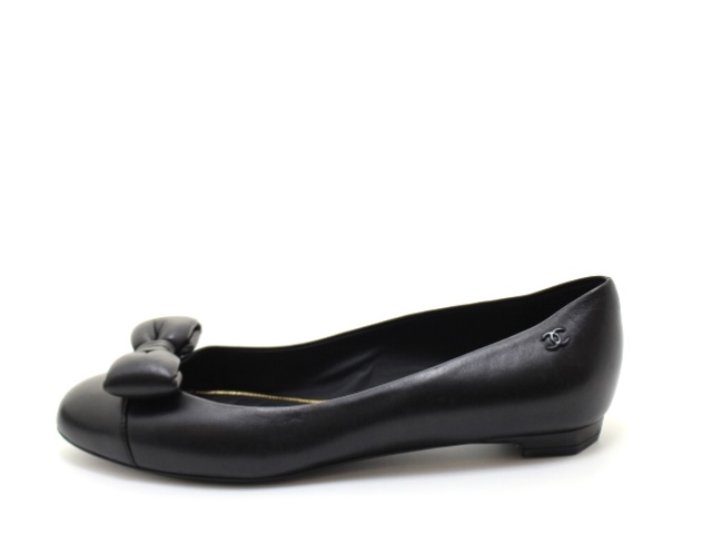 CHANEL エナメル リボン付き フラットシューズ CHANEL シャネル 靴 リボン フラットシューズ レディース37