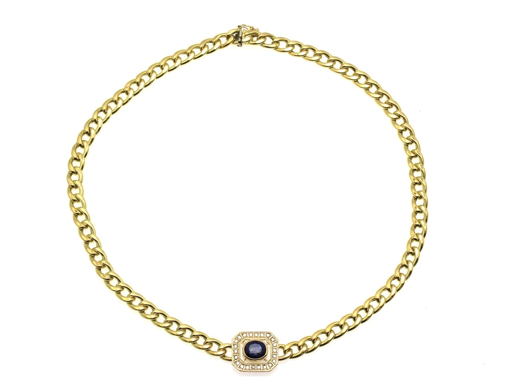 UNOAERRE ウノアエレ ネックレス K18イエローゴールド サファイア4.38