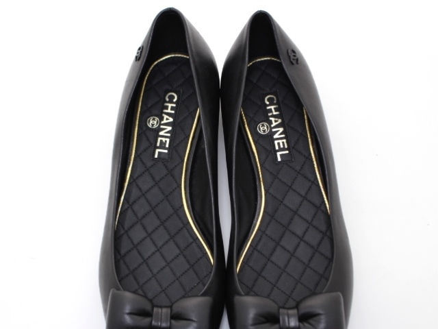 CHANEL シャネル 靴 リボン フラットシューズ レディース37ハーフ (約