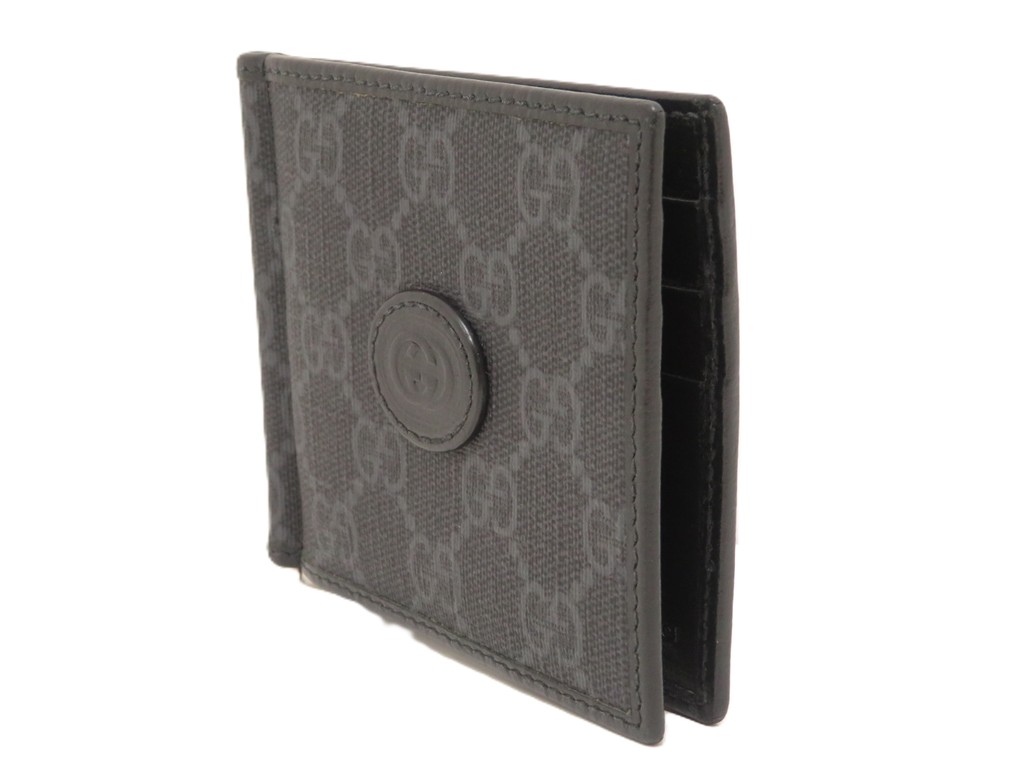 GUCCI グッチ インターロッキングG マネークリップ ブラック PVC