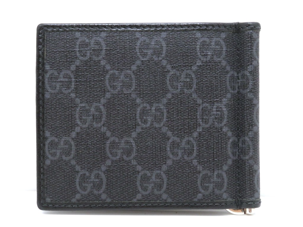 GUCCI グッチ インターロッキングG マネークリップ ブラック PVC