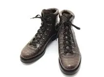 PRADA プラダ 靴 クロコ型押しレースアップブーツ メンズ7ハーフ(約26.5cm) ダークブラウン レザー 12T2189 80219C (2120500254487) 【200】