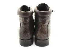 PRADA　プラダ　クロコ型押しレースアップブーツ　メンズ7ハーフ　ダークブラウン　レザー　12T2189 80219C　2120500254487　【432】