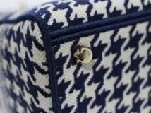 Dior ディオール 千鳥柄 レディーディオール ミディアム ハンドバッグ H0565BZAF M808 ネイビー GP ゴールド金具 2147100503951【471】