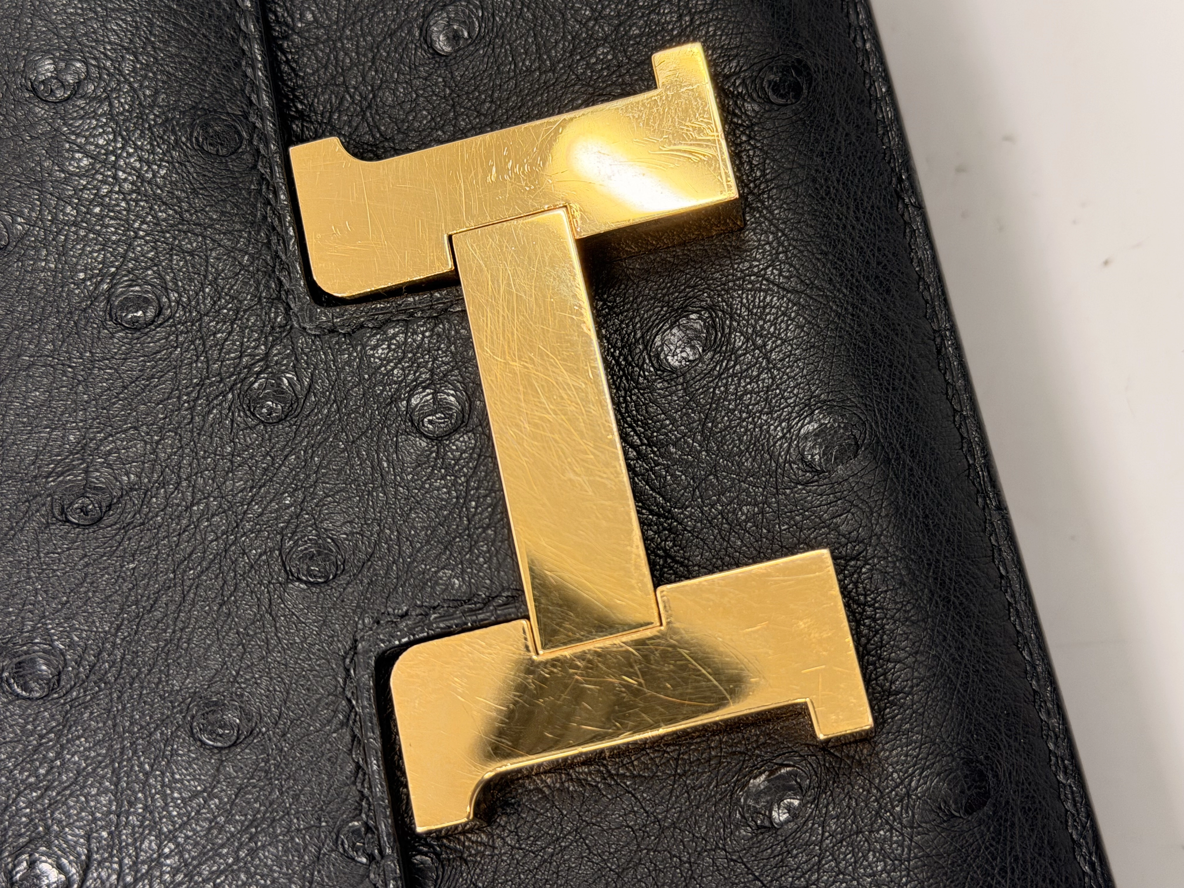 HERMES 　エルメス　ショルダーバッグ　コンスタンスⅢ　ミニ　ブラック・GP金具　オーストリッチ　Y刻印・2020年頃製造【472】HA