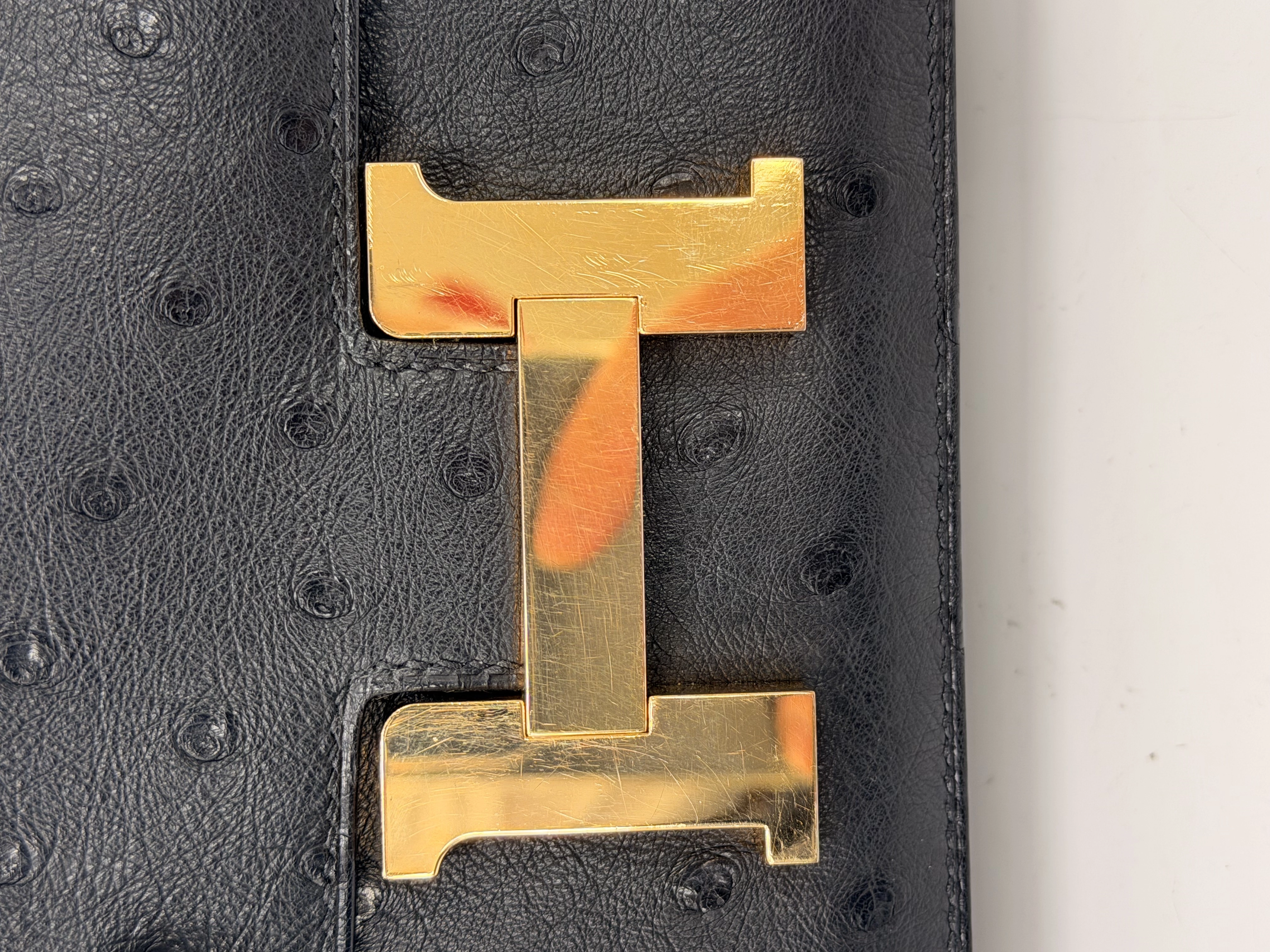 HERMES 　エルメス　ショルダーバッグ　コンスタンスⅢ　ミニ　ブラック・GP金具　オーストリッチ　Y刻印・2020年頃製造【472】HA