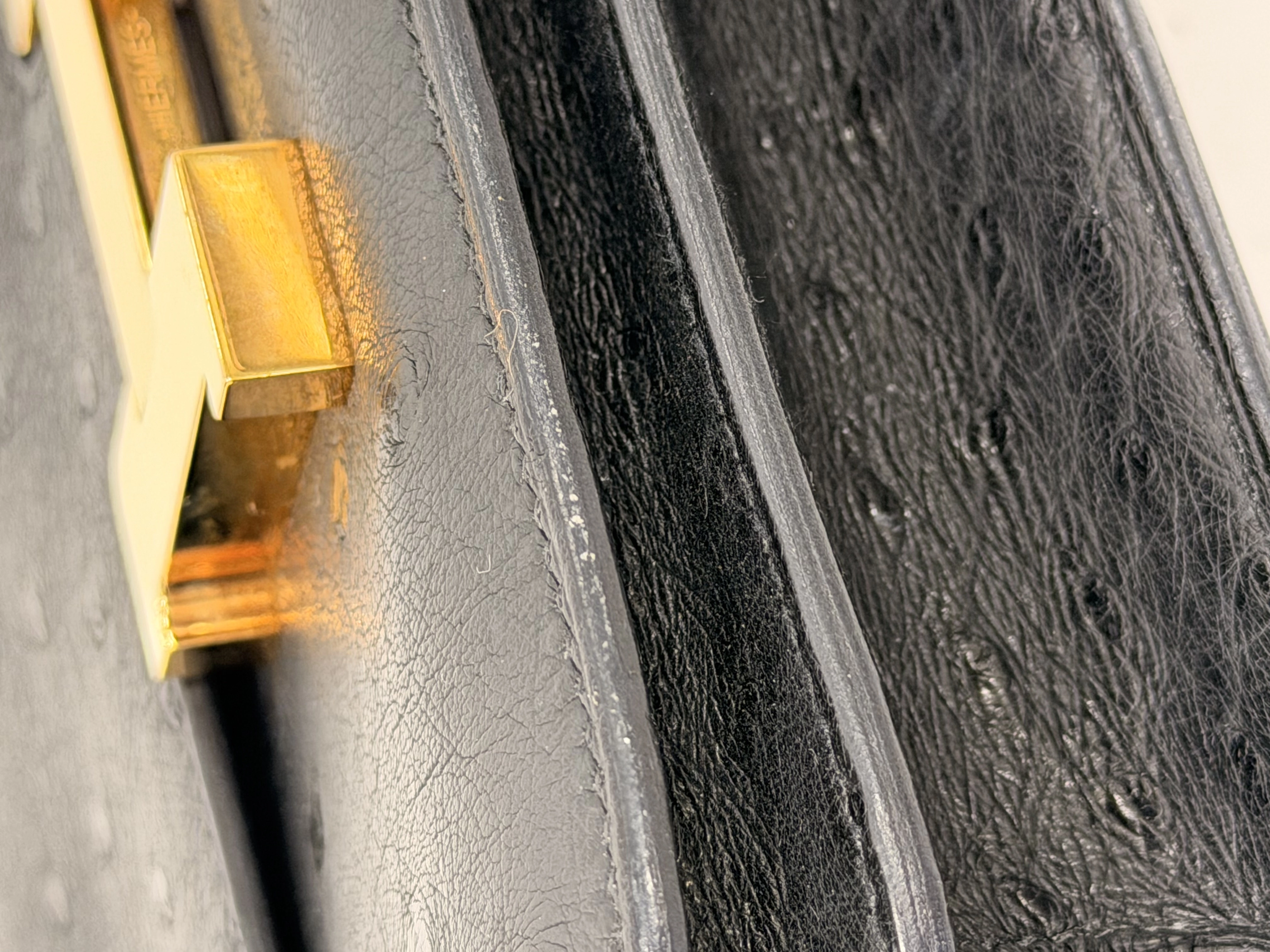 HERMES 　エルメス　ショルダーバッグ　コンスタンスⅢ　ミニ　ブラック・GP金具　オーストリッチ　Y刻印・2020年頃製造【472】HA