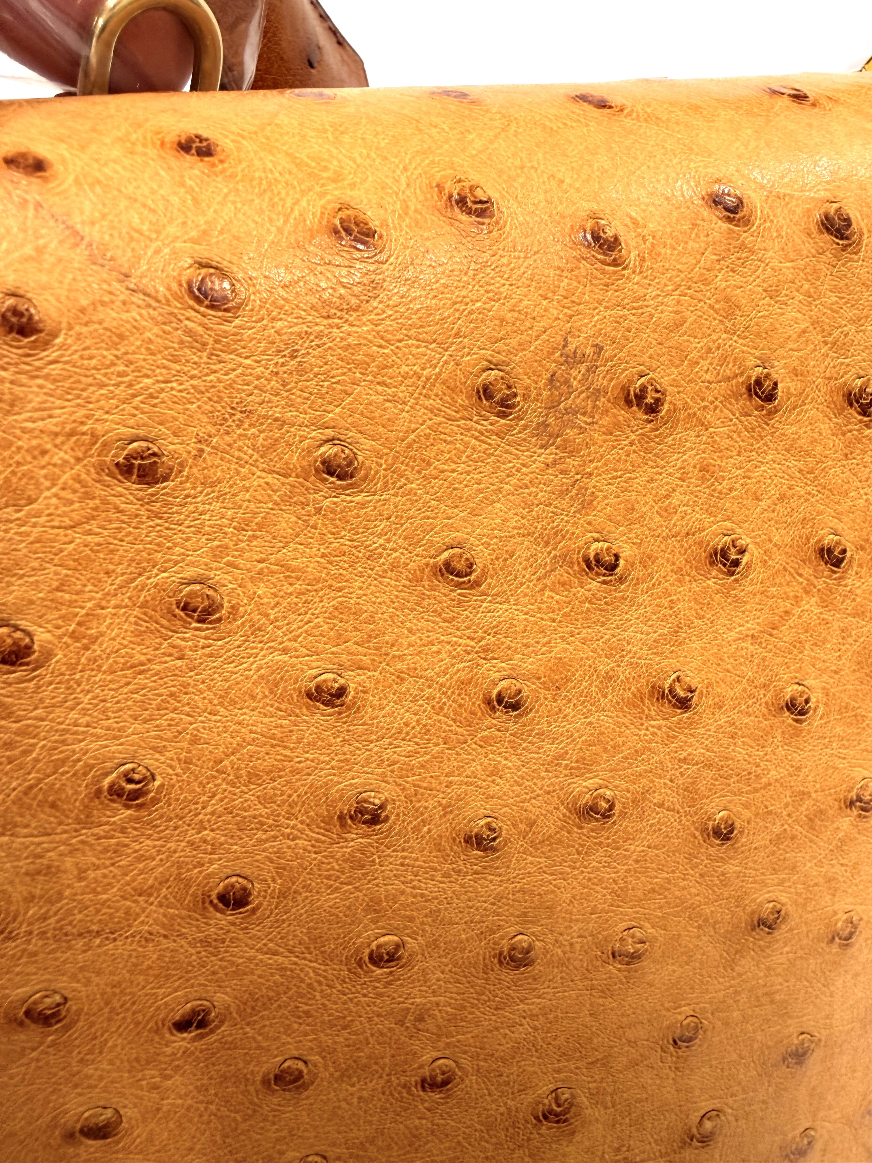 HERMES　エルメス　ショルダーバッグ　ケリー32　コニャック・チェスナック・GP金具　オーストリッチ　○Y刻印・1995年頃製造【472】HA