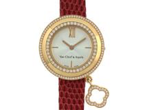 Van Cleef & Arpels ヴァンクリーフアーペル 腕時計 チャームウォッチ ミニ VCAR029800 K18PG/リザード シルバー文字盤 クォーツ【472】SJ