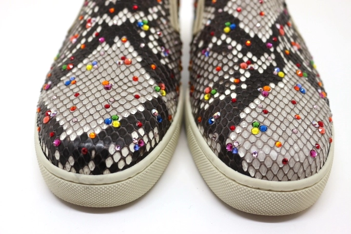 Christian Louboutin　クリスチャンルブタン　スリッポン　レディース37ハーフ　マルチカラー　パイソン/ラインストーン　2148103607158　【432】