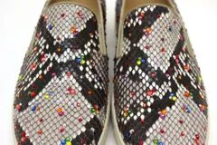 Christian Louboutin　クリスチャンルブタン　スリッポン　レディース37ハーフ　マルチカラー　パイソン/ラインストーン　2148103607158　【432】