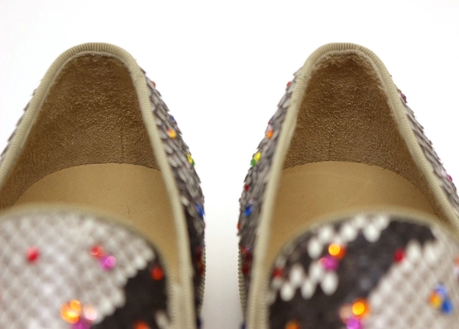 Christian Louboutin　クリスチャンルブタン　スリッポン　レディース37ハーフ　マルチカラー　パイソン/ラインストーン　2148103607158　【432】