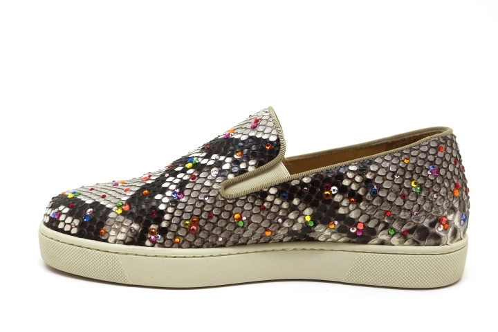Christian Louboutin　クリスチャンルブタン　スリッポン　レディース37ハーフ　マルチカラー　パイソン/ラインストーン　2148103607158　【432】