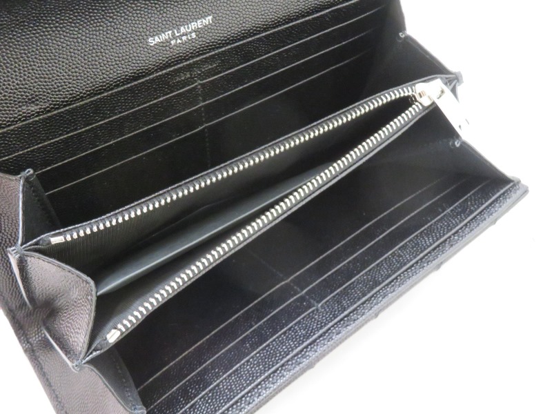 SAINT LAURENT サンローラン 長財布 モノグラム ラージフラップウォレット ブラック レザー 372264 SJ【472】