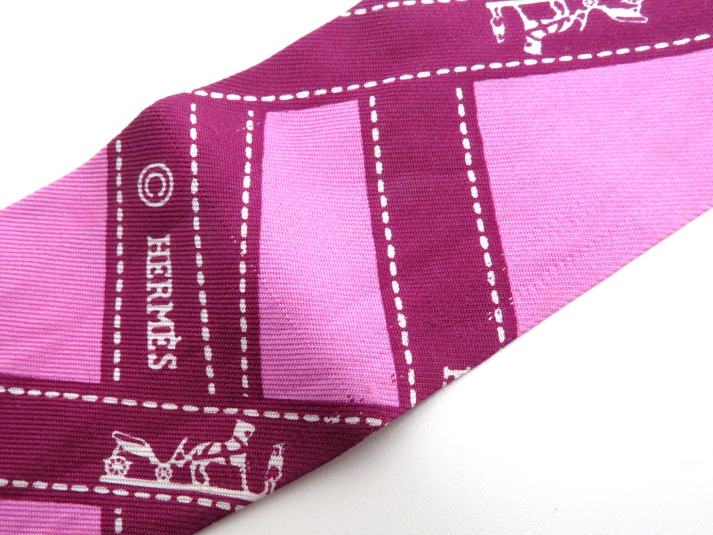 HERMES エルメス ツイリー ボルデュックリボン ピンク シルク