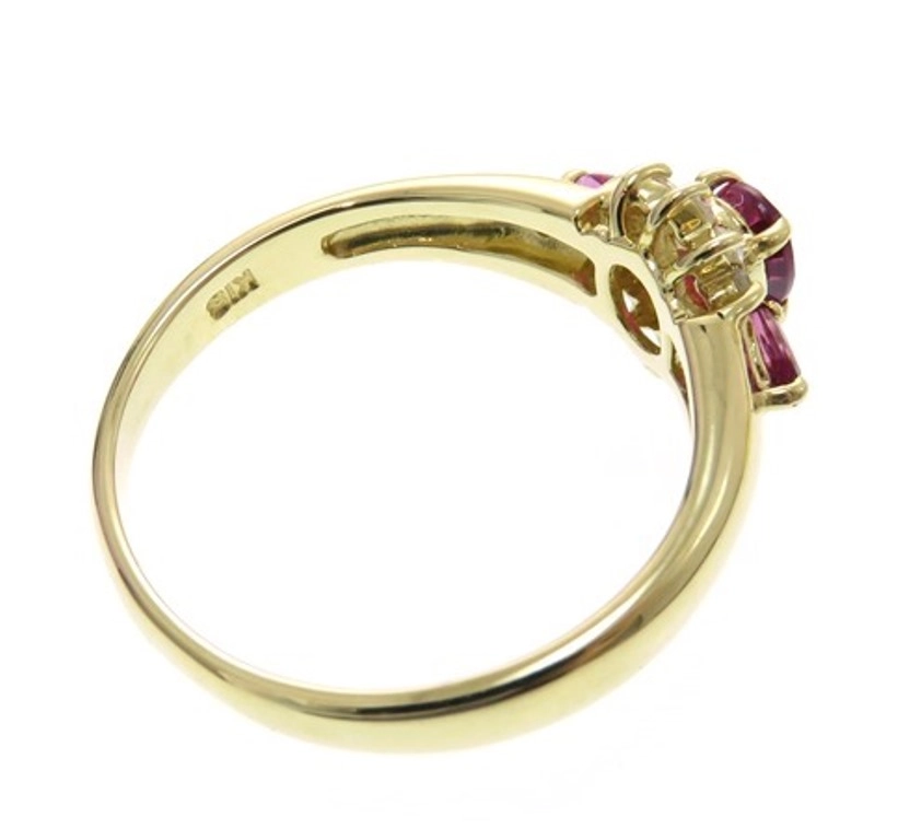 JEWELRY ノンブランドジュエリー 貴金属・宝石 リング K18イエローゴールド ルビー0.34ct・0.14ct / ダイヤモンド0.11ct 3.3g 12号 2143300201932 【205】