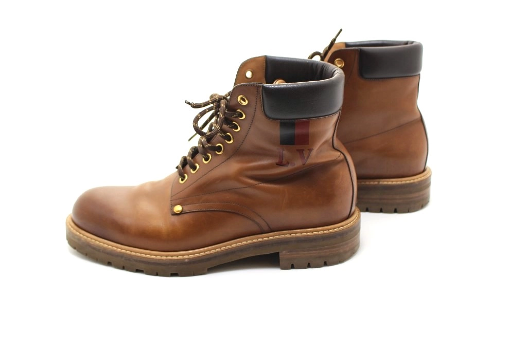 LOUIS VUITTON ルイヴィトン ラインアンクルブーツ メンズ6ハーフ ブラウン レザー 2120500255781 【432】