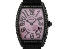 FRANCK MULLER フランクミュラー 2005年正規品 トノーカーベックス ブラックマジック世界400本限定 1752QZD ピンク文字盤 K18WG/アリゲーター クォーツ【472】SJ