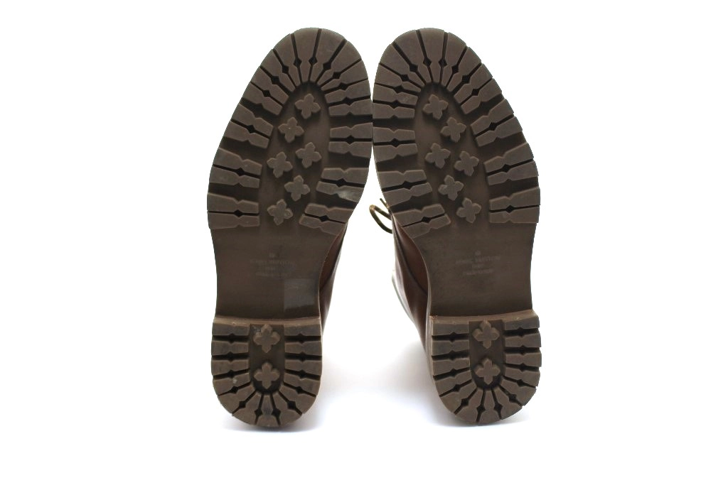 LOUIS VUITTON ルイヴィトン ラインアンクルブーツ メンズ6ハーフ ブラウン レザー 2120500255781 【432】