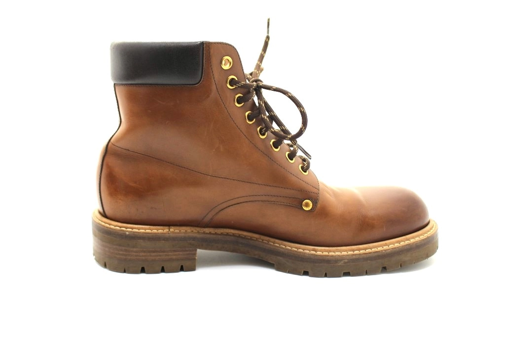 LOUIS VUITTON ルイヴィトン ラインアンクルブーツ メンズ6ハーフ ブラウン レザー 2120500255781 【432】