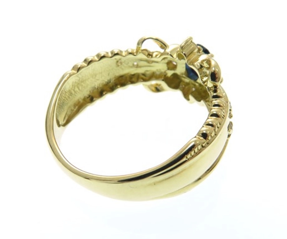 JEWELRY　ノンブランドジュエリー　貴金属・宝石　リング　K18イエローゴールド　サファイア　ダイヤモンド0.08ct　2.9g　6.5号　2147400241423　【205】