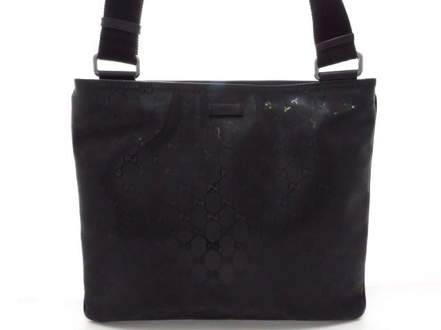 GUCCI グッチ GGインプリメ ショルダーバッグ ブラック PVC（ポリ塩化ビニル） レザー【473】
