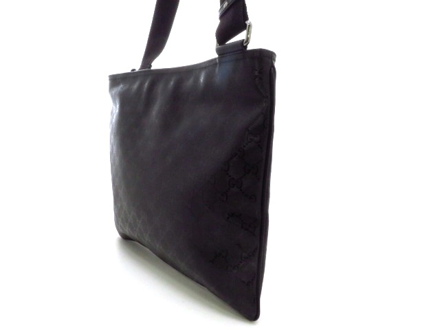 GUCCI グッチ GGインプリメ ショルダーバッグ ブラック PVC(ポリ塩化ビニル) レザー【473】