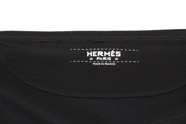 HERMES エルメス Tシャツ レディース40 ブラック コットン （2143400218137）【200】 HERMES エルメス Tシャツ レディース40 ブラック コットン