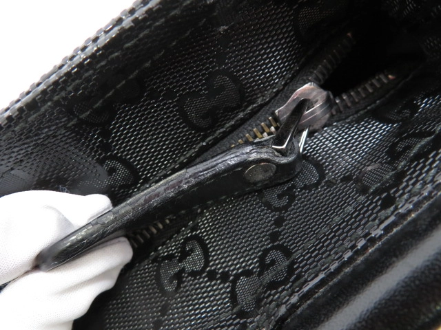 GUCCI グッチ GGインプリメ ショルダーバッグ ブラック PVC(ポリ塩化ビニル) レザー【473】