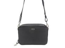 DIOR 　ディオール　ＣＤアイコン　ストラップ付き　ジップポーチ　ブラック　レザー【431】2147200531045