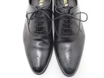 PRADA プラダ 靴 ドレスシューズ メンズ7ハーフ(約26.5cm) ブラック 革 2EA141 (2120500256962) 【200】
