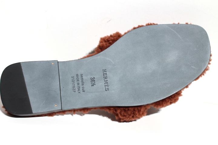 HERMES エルメス 靴 オラン サンダル レディース36ハーフ ブラウン シープスキン 212178ZF （2143000605269