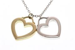 TIFFANY&CO ティファニー ジュエリー ネックレス センチメンタルダブルハート ペンダント 925 シルバー K18 イエローゴールド 3.2g【473】