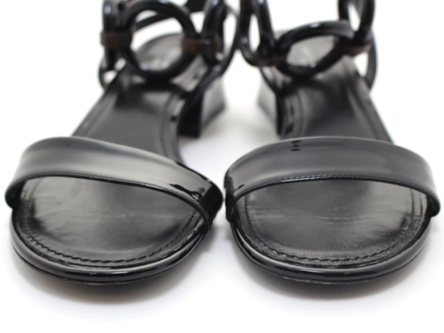 LOUIS VUITTON ルイ・ヴィトン 靴 ヴェデット・ライン サンダル レディース36ハーフ ブラック モノグラム/パテント (2147100407150) 【200】