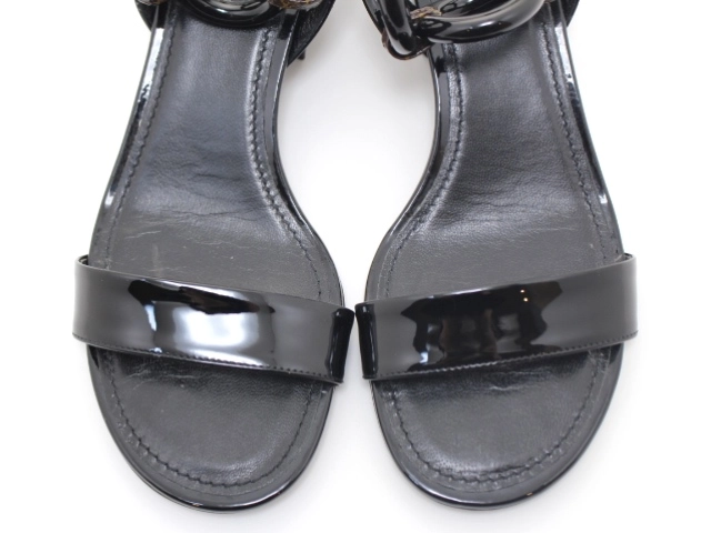 LOUIS VUITTON ルイ・ヴィトン 靴 ヴェデット・ライン サンダル レディース36ハーフ ブラック モノグラム/パテント (2147100407150) 【200】