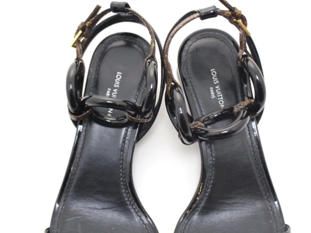 LOUIS VUITTON ルイ・ヴィトン 靴 ヴェデット・ライン サンダル レディース36ハーフ ブラック モノグラム/パテント (2147100407150) 【200】