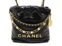 CHANEL シャネル CHANEL22 シャネル22 ミニ ブラック GP ゴールド金具 カーフ ヴィンテージ加工 2120000324758【200】