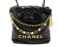 CHANEL シャネル CHANEL22 シャネル22 ミニ ブラック GP ゴールド金具 カーフ ヴィンテージ加工 2120000324758【200】