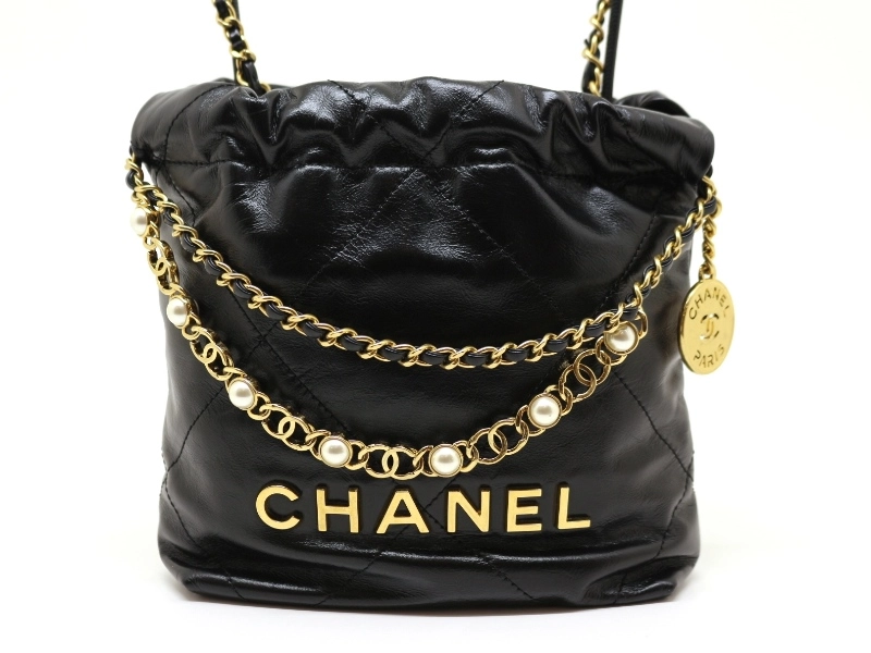CHANEL シャネル CHANEL22 シャネル22 ミニ ブラック GP ゴールド金具 カーフ ヴィンテージ加工 2120000324758【200】