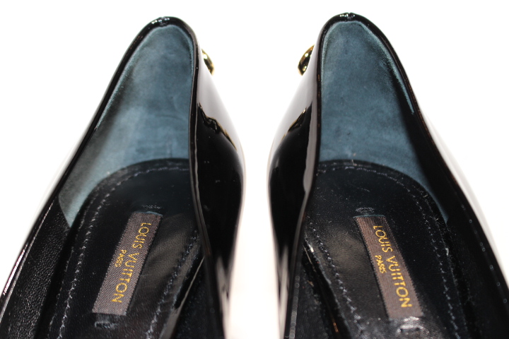 直営公式新品同様 ルイヴィトン オープントゥパンプス 黒 卒業式卒園式 靴