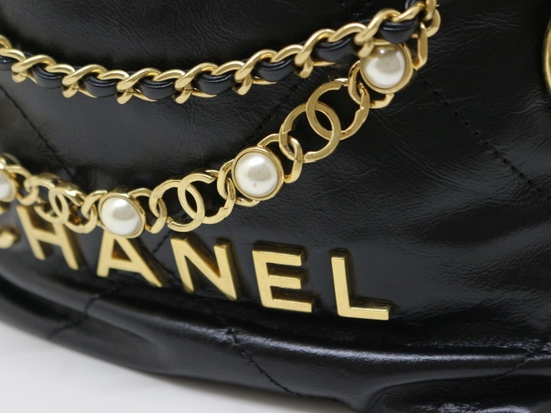 CHANEL シャネル CHANEL22 シャネル22 ミニ ブラック GP ゴールド金具 カーフ ヴィンテージ加工 2120000324758【200】