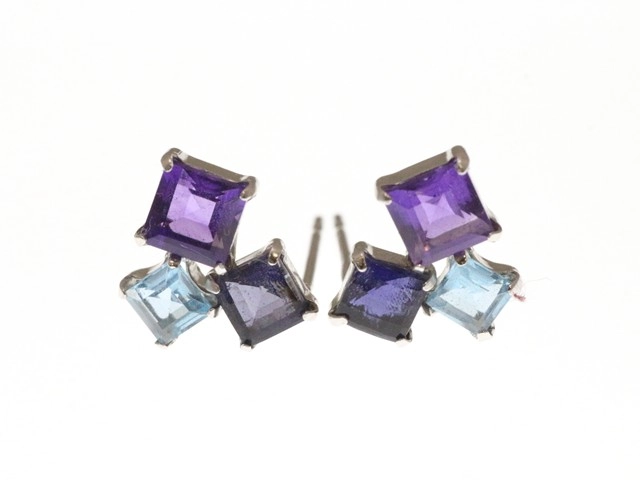 JEWELRY ノンブランド ジュエリー ピアス K18ホワイトゴールド 色石 1.0g【473】