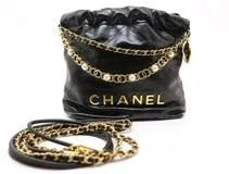 CHANEL シャネル CHANEL22 シャネル22 ミニ ブラック GP ゴールド金具 カーフ ヴィンテージ加工 2120000324758【200】