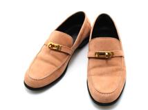 HEARTS エルメス 靴 デスタン モカシン レディース37(約24cm) ローズオパリン シェーヴル・ヴェロア H212116Z (2120000332920) 【200】