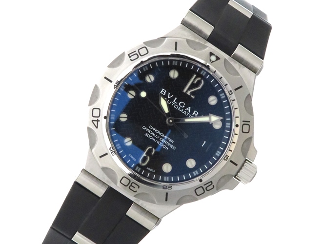 【113172】BVLGARI ブルガリ  DP42SCH ディアゴノ ブラックダイヤル SS 自動巻き 保証書 当店オリジナルボックス 腕時計 時計 WATCH メンズ 男性 男 紳士