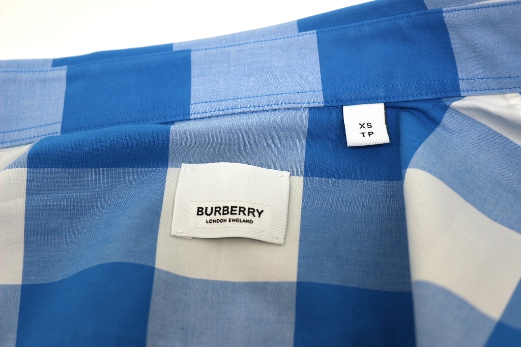 BURBERRY バーバリー チェック柄シャツ メンズXS ブルー 水色 8065973