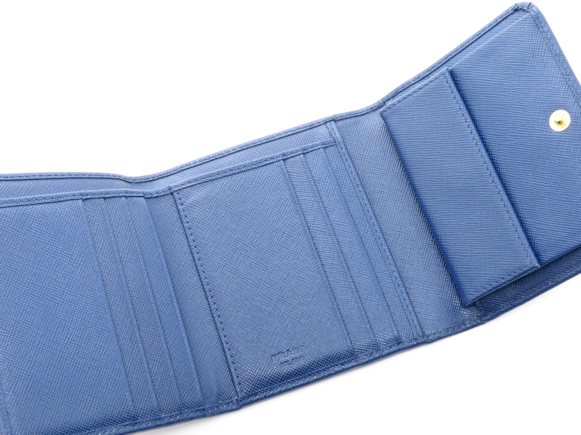 PRADA プラダ サフィアーノ ブルー 三つ折財布 アウトレット品 1M0176