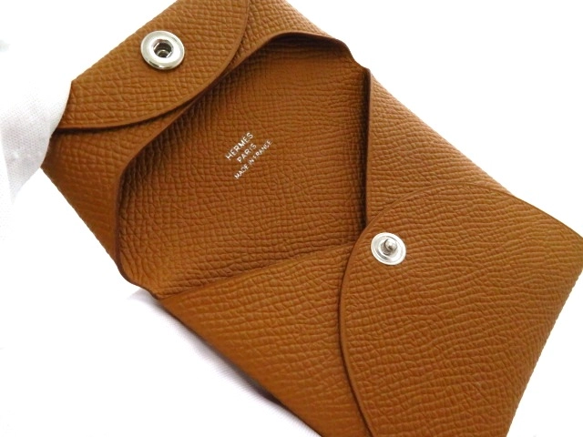 HERMES エルメス コインケース 小銭入れ バスティア ゴールド ヴォーエプソン Y刻【473】