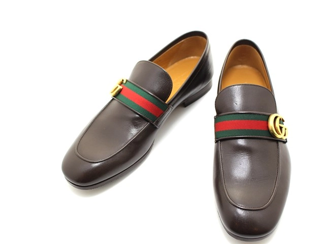 GUCCI マーモントミュールローファー GGマーモントローファー メンズ7ハーフ(約26.5cm) ブラウン 革